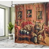 image:imageAmbesonne Rustic Shower Curtain Cottagecore Sunflowers and Butterflies on Pale Tan Wooden Look Background Cloth Fabric Bathroom Decor Set with Hooks 69 W x 70 L Dark Green and YellowMarigold Salmon