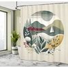 image:imageAmbesonne Rustic Shower Curtain Cottagecore Sunflowers and Butterflies on Pale Tan Wooden Look Background Cloth Fabric Bathroom Decor Set with Hooks 69 W x 70 L Dark Green and YellowSage Green