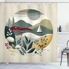 image:imageAmbesonne Rustic Shower Curtain Cottagecore Sunflowers and Butterflies on Pale Tan Wooden Look Background Cloth Fabric Bathroom Decor Set with Hooks 69 W x 70 L Dark Green and YellowSage Green