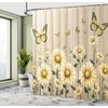 image:imageAmbesonne Rustic Shower Curtain Cottagecore Sunflowers and Butterflies on Pale Tan Wooden Look Background Cloth Fabric Bathroom Decor Set with Hooks 69 W x 70 L Dark Green and YellowDark Green and Yellow