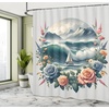 image:imageAmbesonne Rustic Shower Curtain Cottagecore Sunflowers and Butterflies on Pale Tan Wooden Look Background Cloth Fabric Bathroom Decor Set with Hooks 69 W x 70 L Dark Green and YellowTeal Salmon and Slate Blue