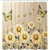 image:imageAmbesonne Rustic Shower Curtain Cottagecore Sunflowers and Butterflies on Pale Tan Wooden Look Background Cloth Fabric Bathroom Decor Set with Hooks 69 W x 70 L Dark Green and YellowDark Green and Yellow