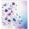image:imageAmbesonne Yellow Shower Curtain Modern Farmhouse Concept Floral Leaves Composition with Striped Details Cloth Fabric Bathroom Decor Set with Hooks 69 W x 70 L Pale Coffee PurpleblueViolet Quartz Sea Blue