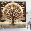 image:imageAmbesonne Yellow Shower Curtain Modern Farmhouse Concept Floral Leaves Composition with Striped Details Cloth Fabric Bathroom Decor Set with Hooks 69 W x 70 L Pale Coffee PurpleblueChocolate Beige Green