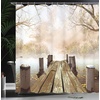 image:imageAmbesonne Yellow Shower Curtain Modern Farmhouse Concept Floral Leaves Composition with Striped Details Cloth Fabric Bathroom Decor Set with Hooks 69 W x 70 L Pale Coffee PurpleblueBrown Beige