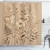 image:imageAmbesonne Yellow Shower Curtain Modern Farmhouse Concept Floral Leaves Composition with Striped Details Cloth Fabric Bathroom Decor Set with Hooks 69 W x 70 L Pale Coffee PurpleblueEcru Sepia Almond
