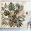 image:imageAmbesonne Yellow Shower Curtain Modern Farmhouse Concept Floral Leaves Composition with Striped Details Cloth Fabric Bathroom Decor Set with Hooks 69 W x 70 L Pale Coffee PurpleblueIvory Forest Green and Cocoa