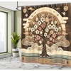 image:imageAmbesonne Yellow Shower Curtain Modern Farmhouse Concept Floral Leaves Composition with Striped Details Cloth Fabric Bathroom Decor Set with Hooks 69 W x 70 L Pale Coffee PurpleblueChocolate Beige Green