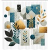 image:imageAmbesonne Yellow Shower Curtain Modern Farmhouse Concept Floral Leaves Composition with Striped Details Cloth Fabric Bathroom Decor Set with Hooks 69 W x 70 L Pale Coffee PurpleblueBlue Grey Pastel Brown