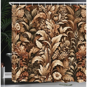 image:imageAmbesonne Yellow Shower Curtain Modern Farmhouse Concept Floral Leaves Composition with Striped Details Cloth Fabric Bathroom Decor Set with Hooks 69 W x 70 L Pale Coffee PurpleblueDark Sepia Pale Redwood