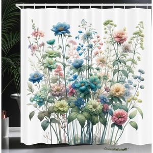 image:imageAmbesonne Yellow Shower Curtain Modern Farmhouse Concept Floral Leaves Composition with Striped Details Cloth Fabric Bathroom Decor Set with Hooks 69 W x 70 L Pale Coffee PurpleblueWhite Turquoise Salmon