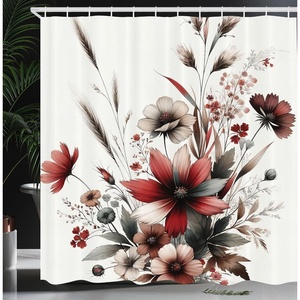 image:imageAmbesonne Yellow Shower Curtain Modern Farmhouse Concept Floral Leaves Composition with Striped Details Cloth Fabric Bathroom Decor Set with Hooks 69 W x 70 L Pale Coffee PurpleblueWhite Redwood Dried Rose