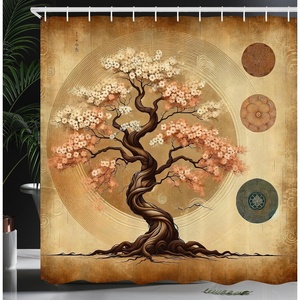 image:imageAmbesonne Yellow Shower Curtain Modern Farmhouse Concept Floral Leaves Composition with Striped Details Cloth Fabric Bathroom Decor Set with Hooks 69 W x 70 L Pale Coffee PurpleblueBlush Caramel Taupe