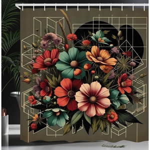 image:imageAmbesonne Yellow Shower Curtain Modern Farmhouse Concept Floral Leaves Composition with Striped Details Cloth Fabric Bathroom Decor Set with Hooks 69 W x 70 L Pale Coffee PurpleblueSlate Brown Seafoam Coral