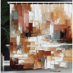 image:imageAmbesonne Yellow Shower Curtain Modern Farmhouse Concept Floral Leaves Composition with Striped Details Cloth Fabric Bathroom Decor Set with Hooks 69 W x 70 L Pale Coffee PurpleblueCinnamon Amber Blue Grey