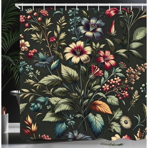 image:imageAmbesonne Yellow Shower Curtain Modern Farmhouse Concept Floral Leaves Composition with Striped Details Cloth Fabric Bathroom Decor Set with Hooks 69 W x 70 L Pale Coffee PurpleblueLaurel Green Dark Coral