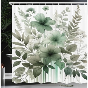 image:imageAmbesonne Yellow Shower Curtain Modern Farmhouse Concept Floral Leaves Composition with Striped Details Cloth Fabric Bathroom Decor Set with Hooks 69 W x 70 L Pale Coffee PurpleblueGrey Teal Cadet Blue