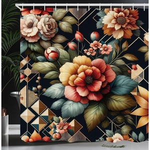 image:imageAmbesonne Yellow Shower Curtain Modern Farmhouse Concept Floral Leaves Composition with Striped Details Cloth Fabric Bathroom Decor Set with Hooks 69 W x 70 L Pale Coffee PurpleblueKhaki Coral Olive Green