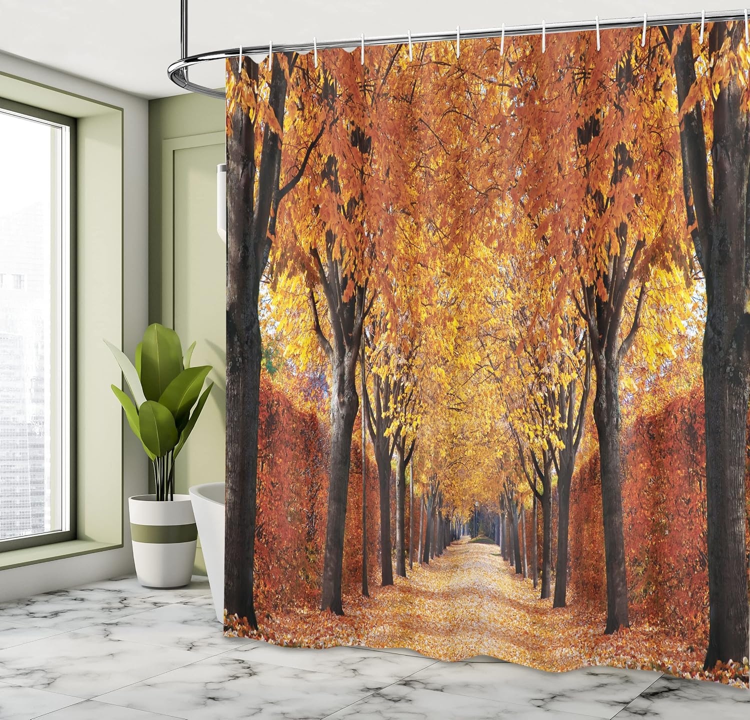 image:imageAmbesonne Octopus Shower Curtain Kraken Roses Leaves Tentacles Vintage Antiqued Sea Life Theme Cloth Fabric Bathroom Decor Set with Hooks 69 W x 75 L Pale Brown PinkYellow Orange Brown