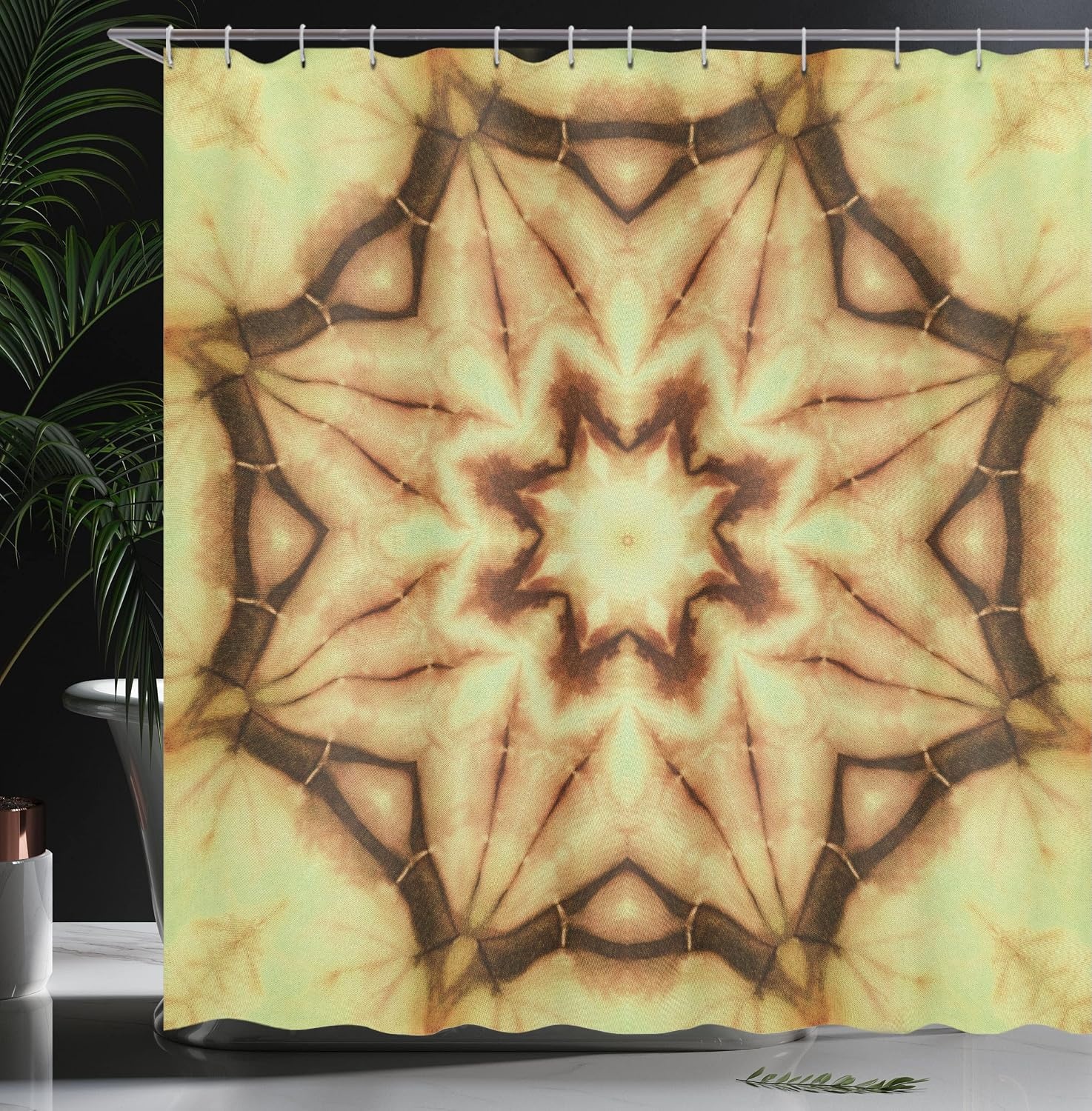 image:imageAmbesonne Octopus Shower Curtain Kraken Roses Leaves Tentacles Vintage Antiqued Sea Life Theme Cloth Fabric Bathroom Decor Set with Hooks 69 W x 75 L Pale Brown PinkMustard Brown