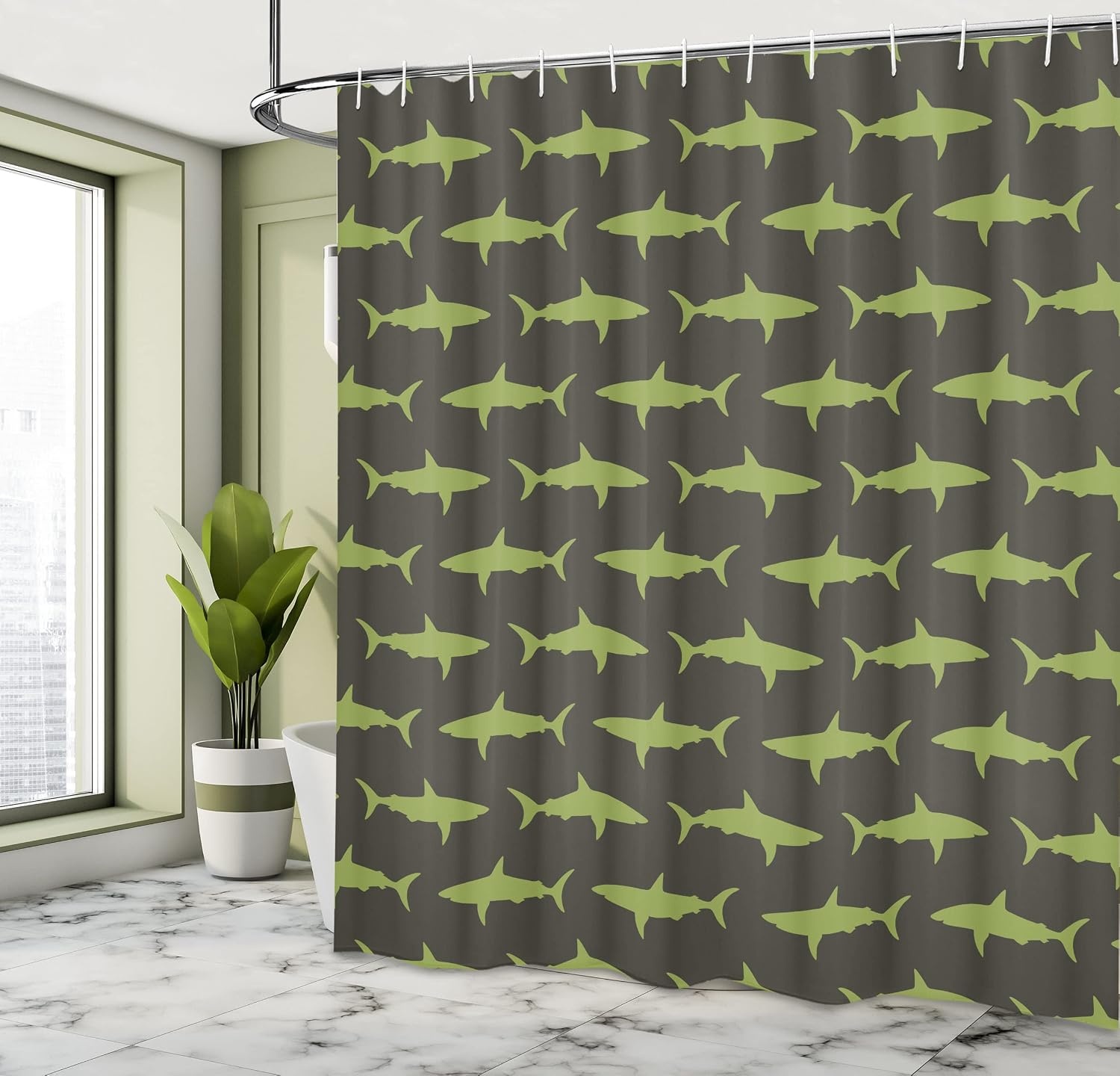 image:imageAmbesonne Octopus Shower Curtain Kraken Roses Leaves Tentacles Vintage Antiqued Sea Life Theme Cloth Fabric Bathroom Decor Set with Hooks 69 W x 75 L Pale Brown PinkBrown Green