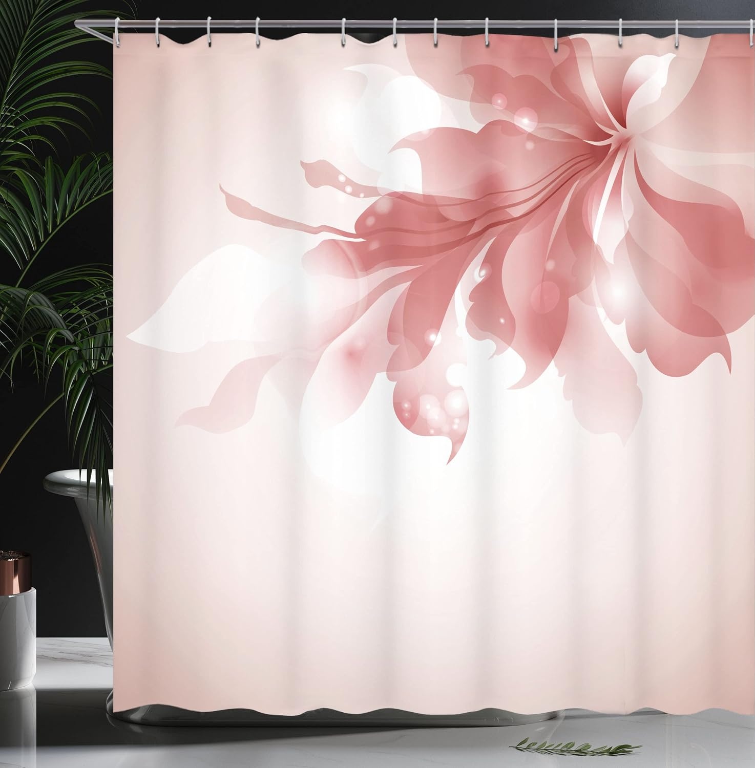 image:imageAmbesonne Octopus Shower Curtain Kraken Roses Leaves Tentacles Vintage Antiqued Sea Life Theme Cloth Fabric Bathroom Decor Set with Hooks 69 W x 75 L Pale Brown PinkDried Rose