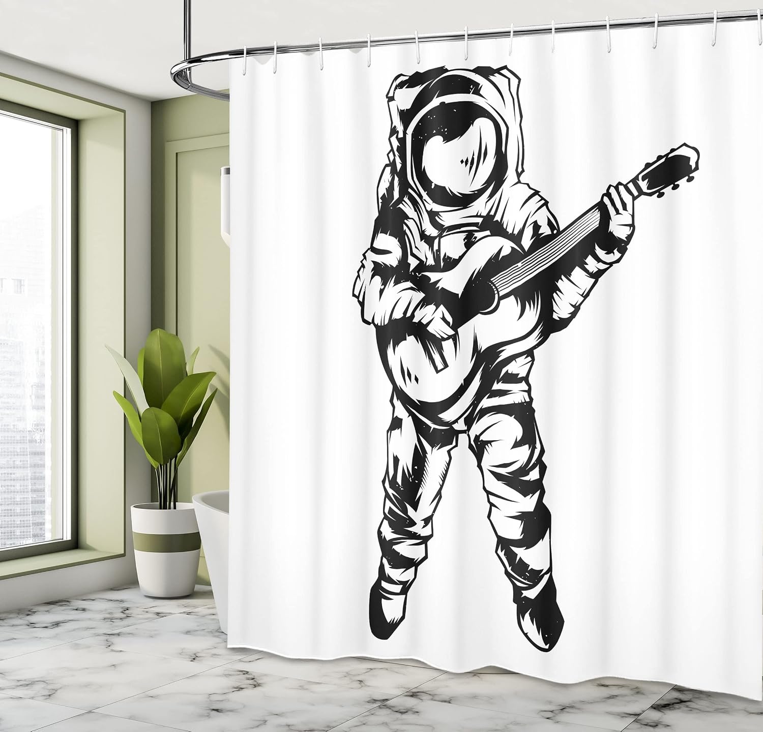 image:imageAmbesonne Octopus Shower Curtain Kraken Roses Leaves Tentacles Vintage Antiqued Sea Life Theme Cloth Fabric Bathroom Decor Set with Hooks 69 W x 75 L Pale Brown PinkWhite and Charcoal