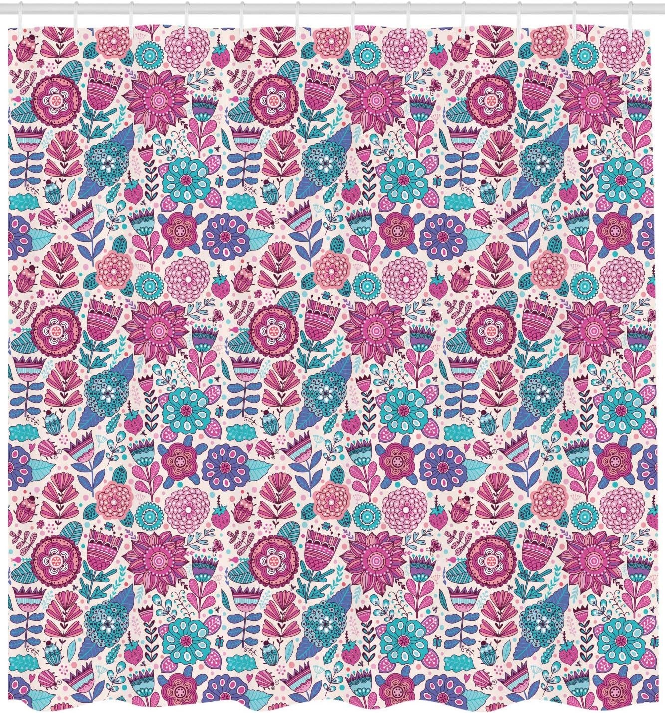 image:imageAmbesonne Octopus Shower Curtain Kraken Roses Leaves Tentacles Vintage Antiqued Sea Life Theme Cloth Fabric Bathroom Decor Set with Hooks 69 W x 75 L Pale Brown PinkViolet Blue Sky Blue