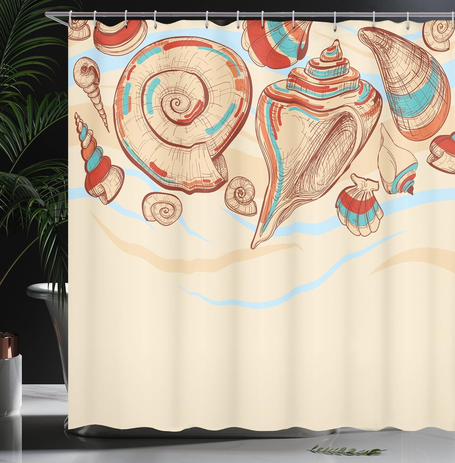 image:imageAmbesonne Octopus Shower Curtain Kraken Roses Leaves Tentacles Vintage Antiqued Sea Life Theme Cloth Fabric Bathroom Decor Set with Hooks 69 W x 75 L Pale Brown PinkCream Red Teal