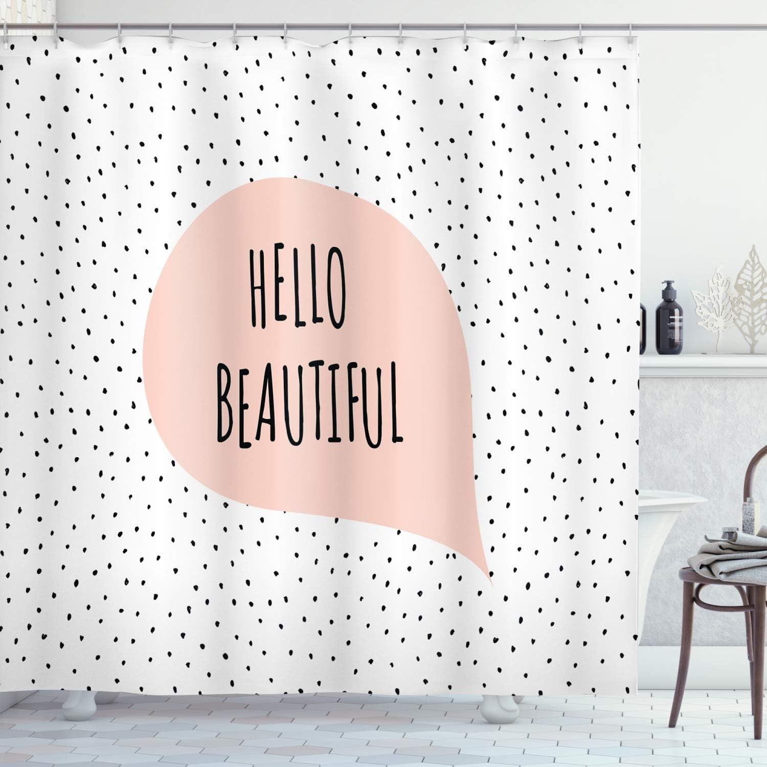 image:imageAmbesonne Octopus Shower Curtain Kraken Roses Leaves Tentacles Vintage Antiqued Sea Life Theme Cloth Fabric Bathroom Decor Set with Hooks 69 W x 75 L Pale Brown PinkBlush Black