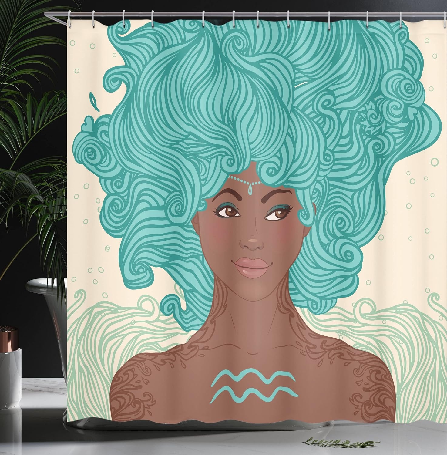 image:imageAmbesonne Octopus Shower Curtain Kraken Roses Leaves Tentacles Vintage Antiqued Sea Life Theme Cloth Fabric Bathroom Decor Set with Hooks 69 W x 75 L Pale Brown PinkPale Green Teal Brown
