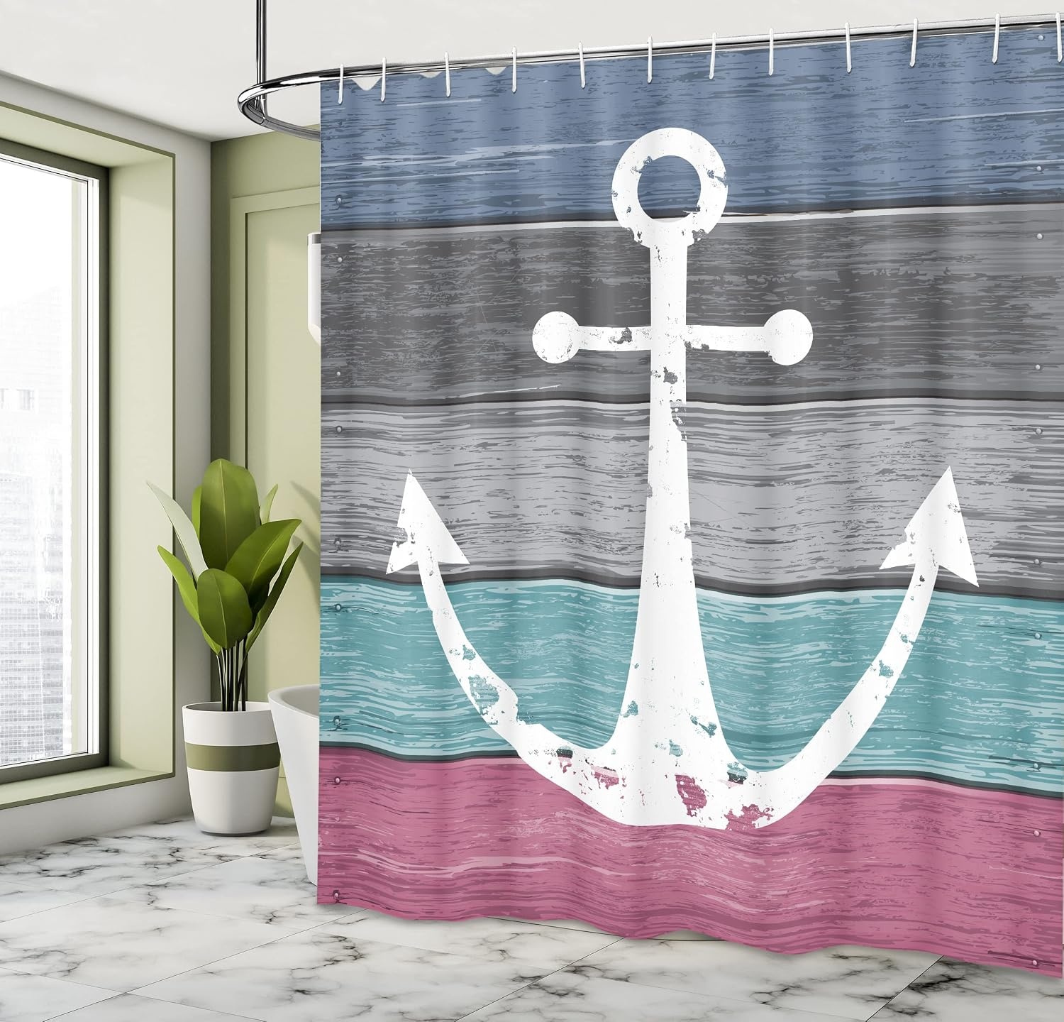 image:imageAmbesonne Octopus Shower Curtain Kraken Roses Leaves Tentacles Vintage Antiqued Sea Life Theme Cloth Fabric Bathroom Decor Set with Hooks 69 W x 75 L Pale Brown PinkGrey Seafoam