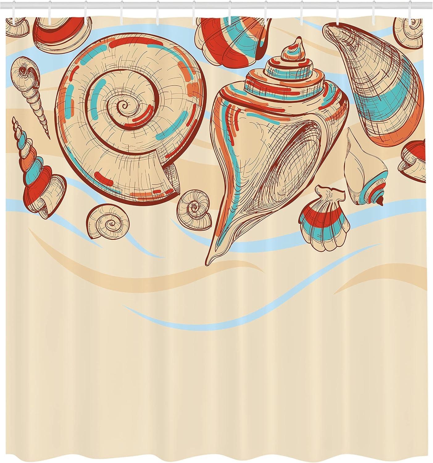 image:imageAmbesonne Octopus Shower Curtain Kraken Roses Leaves Tentacles Vintage Antiqued Sea Life Theme Cloth Fabric Bathroom Decor Set with Hooks 69 W x 75 L Pale Brown PinkCream Red Teal