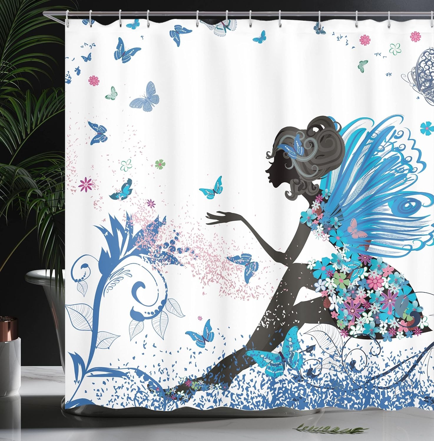 image:imageAmbesonne Octopus Shower Curtain Kraken Roses Leaves Tentacles Vintage Antiqued Sea Life Theme Cloth Fabric Bathroom Decor Set with Hooks 69 W x 75 L Pale Brown PinkCobalt Blue