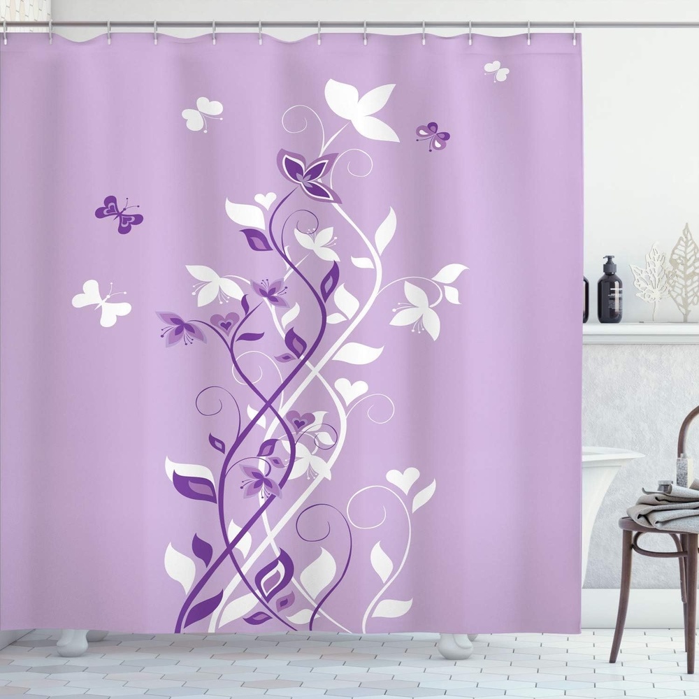 image:imageAmbesonne Octopus Shower Curtain Kraken Roses Leaves Tentacles Vintage Antiqued Sea Life Theme Cloth Fabric Bathroom Decor Set with Hooks 69 W x 75 L Pale Brown PinkPale Lavender