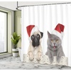 image:imageAmbesonne Christmas Shower Curtain Merry Xmas Theme with Realistic Motifs Print Whale and Clouds Cloth Fabric Bathroom Decor Set with Hooks 69 W x 70 L Cream Sea Blue and VermilionCream Grey