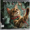 image:imageAmbesonne Christmas Shower Curtain Merry Xmas Theme with Realistic Motifs Print Whale and Clouds Cloth Fabric Bathroom Decor Set with Hooks 69 W x 70 L Cream Sea Blue and VermilionHunter Green and Vermilion
