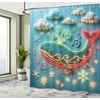image:imageAmbesonne Christmas Shower Curtain Merry Xmas Theme with Realistic Motifs Print Whale and Clouds Cloth Fabric Bathroom Decor Set with Hooks 69 W x 70 L Cream Sea Blue and VermilionCream Sea Blue and Vermilion