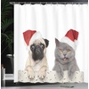 image:imageAmbesonne Christmas Shower Curtain Merry Xmas Theme with Realistic Motifs Print Whale and Clouds Cloth Fabric Bathroom Decor Set with Hooks 69 W x 70 L Cream Sea Blue and VermilionCream Grey
