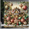 image:imageAmbesonne Christmas Shower Curtain Merry Xmas Theme with Realistic Motifs Print Whale and Clouds Cloth Fabric Bathroom Decor Set with Hooks 69 W x 70 L Cream Sea Blue and VermilionGreen Brown and Dark Pink