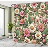 image:imageAmbesonne Funny Shower Curtain Happy Dinosaur Looking at The Mirror After Brushing Its Teeth Cartoon Cloth Fabric Bathroom Decor Set with Hooks 69 W x 70 L Shamrock Green and BlueReseda Green and Pink