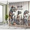 image:imageAmbesonne Funny Shower Curtain Happy Dinosaur Looking at The Mirror After Brushing Its Teeth Cartoon Cloth Fabric Bathroom Decor Set with Hooks 69 W x 70 L Shamrock Green and BlueSepia Teal and Pale Rust