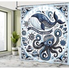 image:imageAmbesonne Funny Shower Curtain Happy Dinosaur Looking at The Mirror After Brushing Its Teeth Cartoon Cloth Fabric Bathroom Decor Set with Hooks 69 W x 70 L Shamrock Green and BlueNavy Blue and White