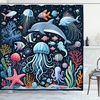 image:imageAmbesonne Funny Shower Curtain Happy Dinosaur Looking at The Mirror After Brushing Its Teeth Cartoon Cloth Fabric Bathroom Decor Set with Hooks 69 W x 70 L Shamrock Green and BlueDark Petrol Blue