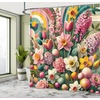 image:imageAmbesonne Funny Shower Curtain Happy Dinosaur Looking at The Mirror After Brushing Its Teeth Cartoon Cloth Fabric Bathroom Decor Set with Hooks 69 W x 70 L Shamrock Green and BlueBlush Magenta Sea Green