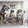 image:imageAmbesonne Funny Shower Curtain Happy Dinosaur Looking at The Mirror After Brushing Its Teeth Cartoon Cloth Fabric Bathroom Decor Set with Hooks 69 W x 70 L Shamrock Green and BlueSepia Teal and Pale Rust