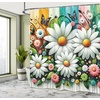 image:imageAmbesonne Funny Shower Curtain Happy Dinosaur Looking at The Mirror After Brushing Its Teeth Cartoon Cloth Fabric Bathroom Decor Set with Hooks 69 W x 70 L Shamrock Green and BlueOff White Multicolor
