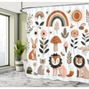 image:imageAmbesonne Funny Shower Curtain Happy Dinosaur Looking at The Mirror After Brushing Its Teeth Cartoon Cloth Fabric Bathroom Decor Set with Hooks 69 W x 70 L Shamrock Green and BlueRust Warm Taupe and Blush