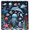 image:imageAmbesonne Funny Shower Curtain Happy Dinosaur Looking at The Mirror After Brushing Its Teeth Cartoon Cloth Fabric Bathroom Decor Set with Hooks 69 W x 70 L Shamrock Green and BlueDark Petrol Blue