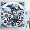 image:imageAmbesonne Funny Shower Curtain Happy Dinosaur Looking at The Mirror After Brushing Its Teeth Cartoon Cloth Fabric Bathroom Decor Set with Hooks 69 W x 70 L Shamrock Green and BlueNavy Blue and White